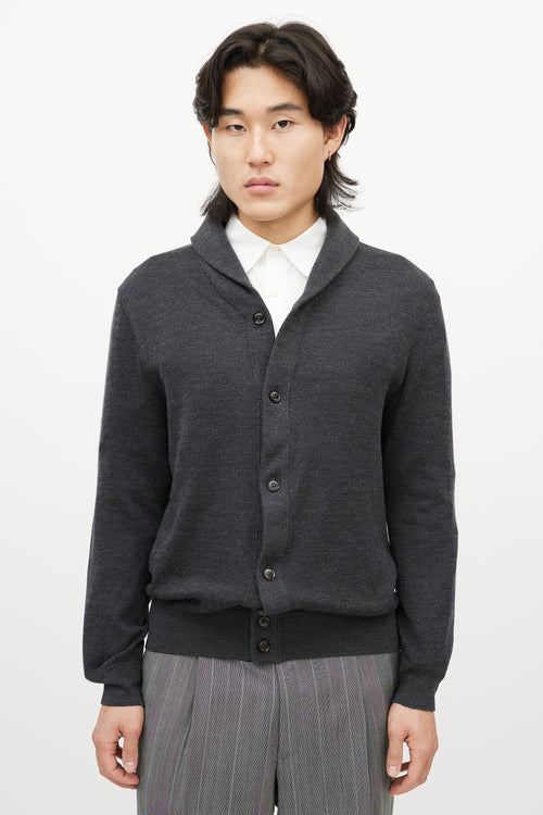 Zegna Grey Knit Button Up Cardigan