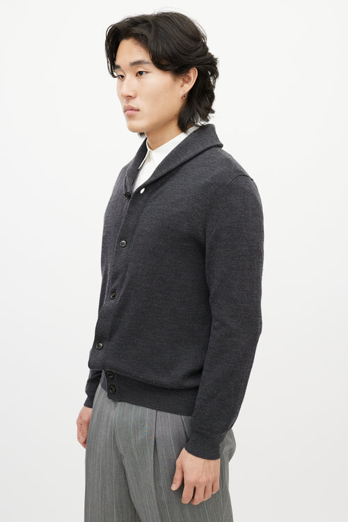 Zegna Grey Knit Button Up Cardigan