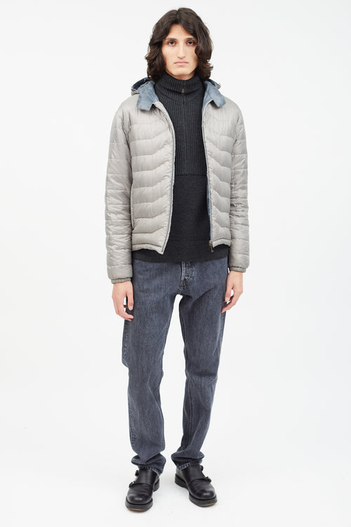 Zegna Grey Reversible Puffer Jacket