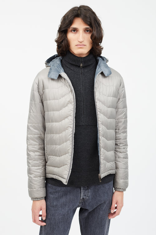 Zegna Grey Reversible Puffer Jacket