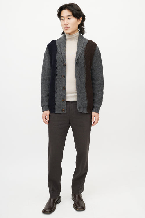 Zegna Grey Shawl Collar Cardigan