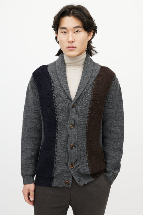 Zegna Grey Shawl Collar Cardigan