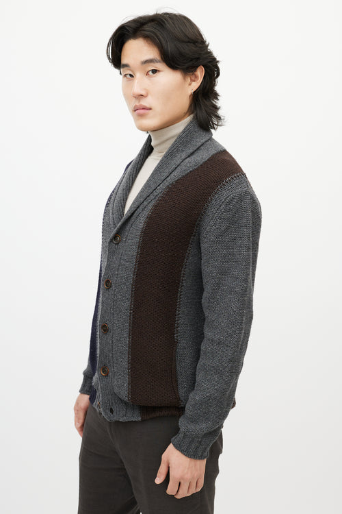 Zegna Grey Shawl Collar Cardigan