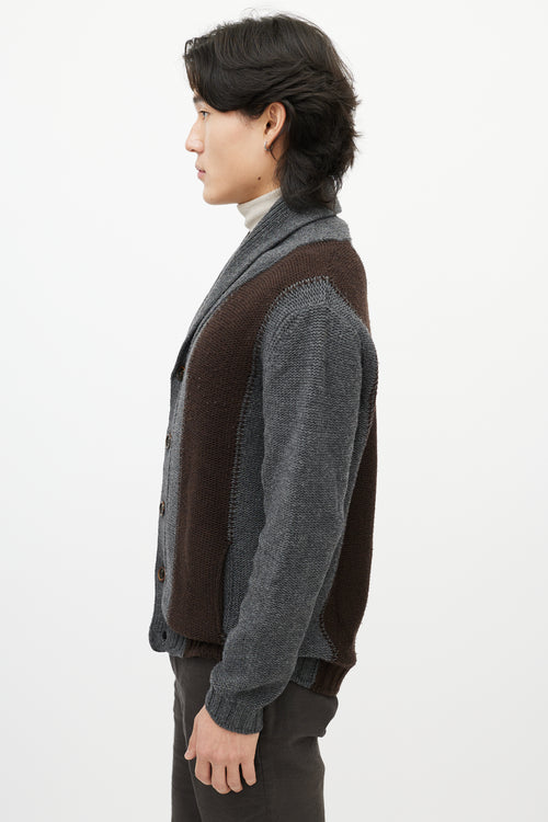 Zegna Grey Shawl Collar Cardigan