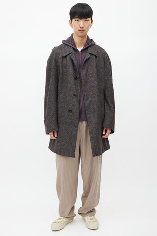 Zegna Grey Tweed Cashmere Coat