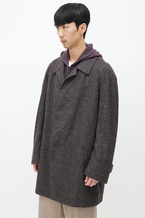 Zegna Grey Tweed Cashmere Coat