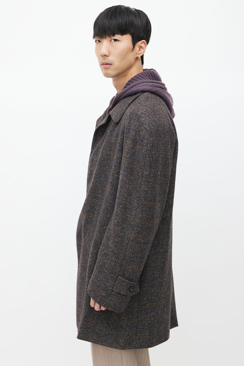 Zegna Grey Tweed Cashmere Coat