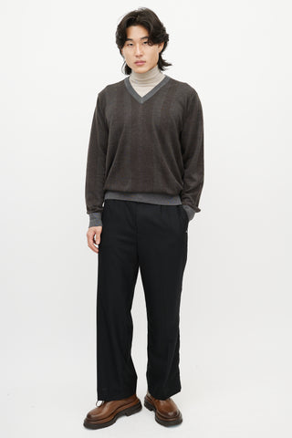 Zegna Grey V-Neck Cashmere Sweater