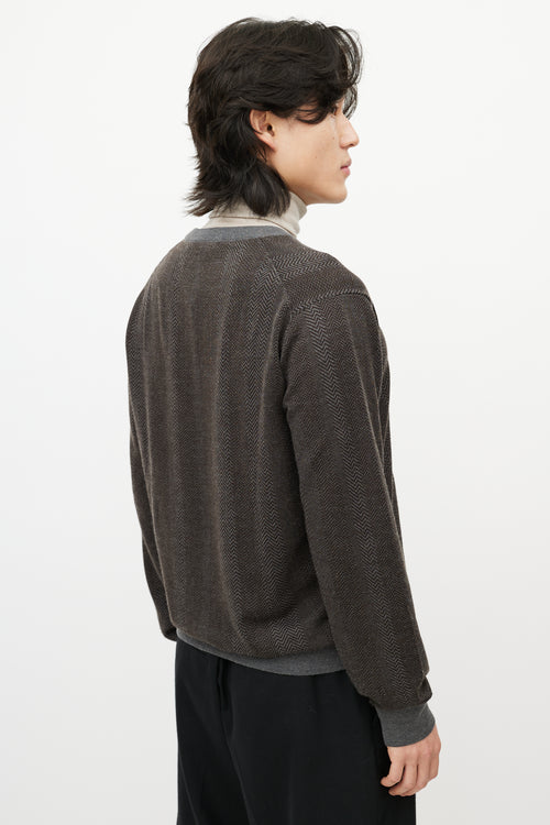 Zegna Grey V-Neck Cashmere Sweater