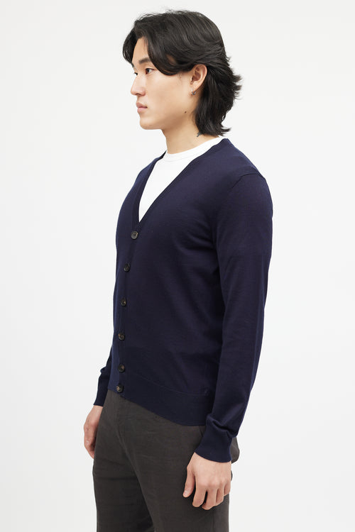 Zegna Navy Cashmere Knit Cardigan