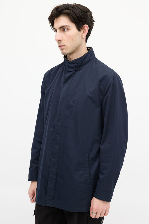 Zegna Navy Double Collar Drawcord Waist Jacket