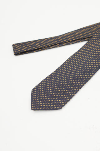 Zegna Navy 
Gold Geometric Silk Tie