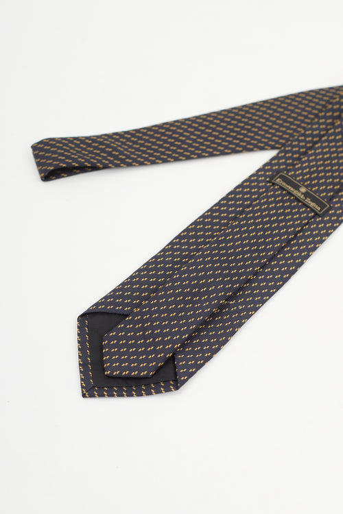 Zegna Navy 
Gold Geometric Silk Tie