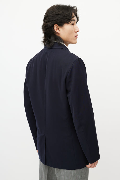 Zegna Navy Zip Up Mid Length Jacket