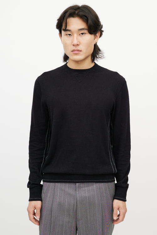 Zegna Sport Black 
Grey Trim Knit Sweater Sweater