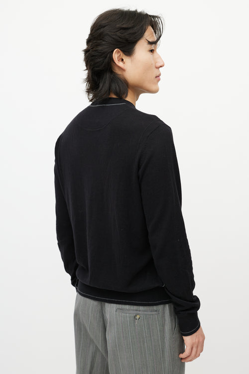 Zegna Sport Black 
Grey Trim Knit Sweater Sweater