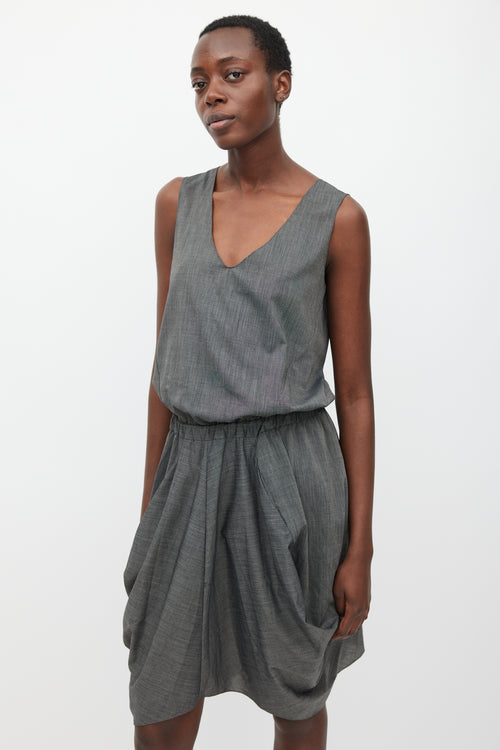 Zero Maria Cornejo Grey Two Pocket Draped Dress