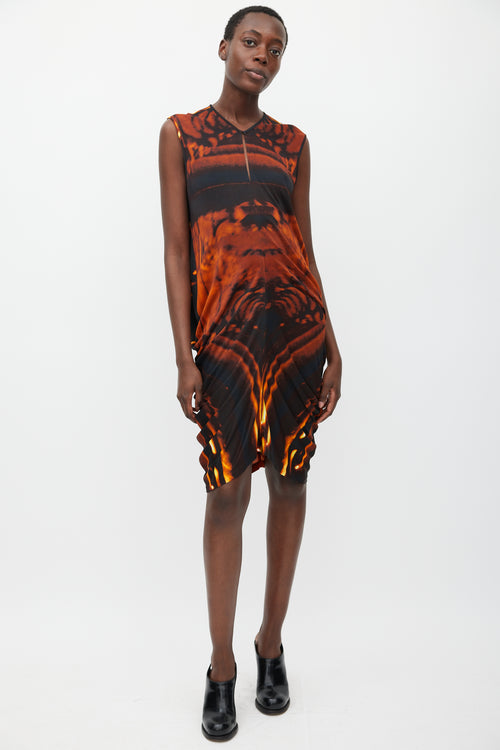 Zero Maria Cornejo Orange 
Black Printed Dress