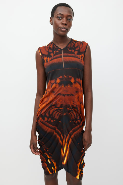 Zero Maria Cornejo Orange 
Black Printed Dress