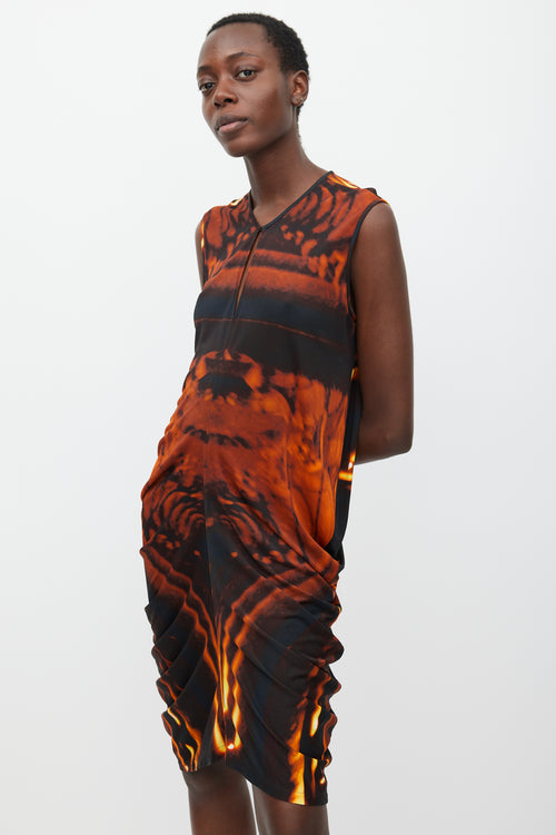 Zero Maria Cornejo Orange 
Black Printed Dress