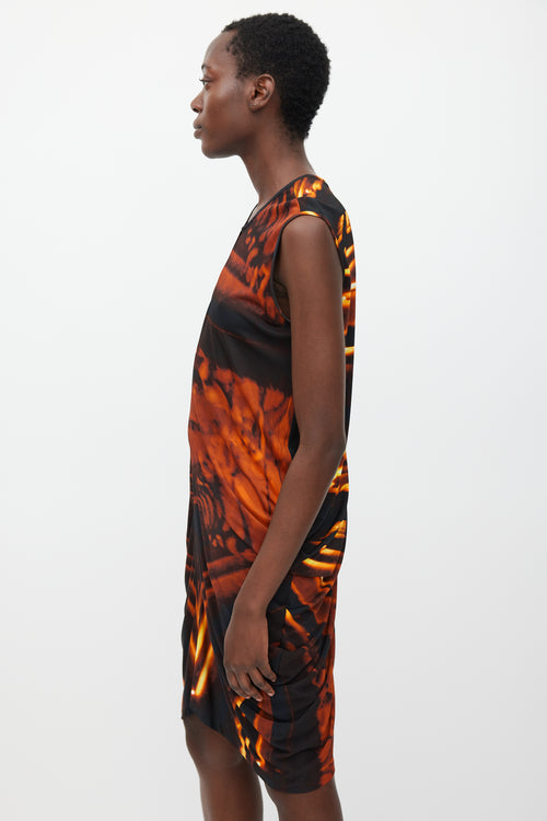 Zero Maria Cornejo Orange 
Black Printed Dress