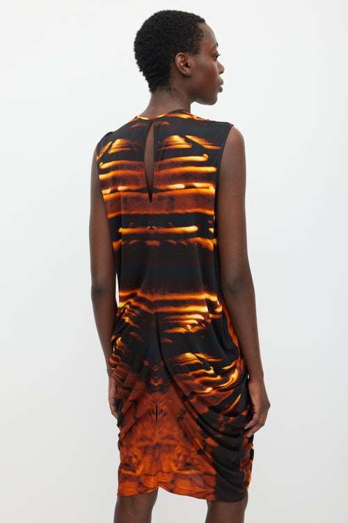 Zero Maria Cornejo Orange 
Black Printed Dress