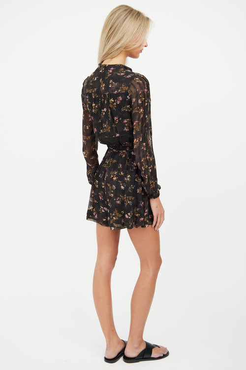 Zimmermann Black 
Multi Floral Laceup Romper