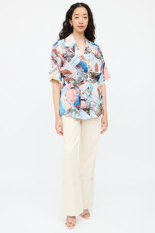 ZimmermannBlue 
Multicolour Postcard Top