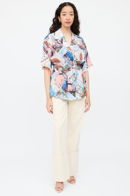 ZimmermannBlue 
Multicolour Postcard Top