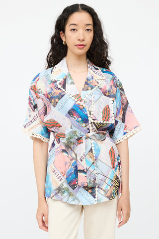 ZimmermannBlue 
Multicolour Postcard Top