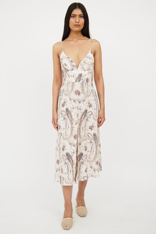 Zimmermann Beige Linen Paisley Dress