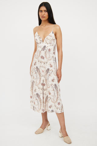 Zimmermann Beige Linen Paisley Dress