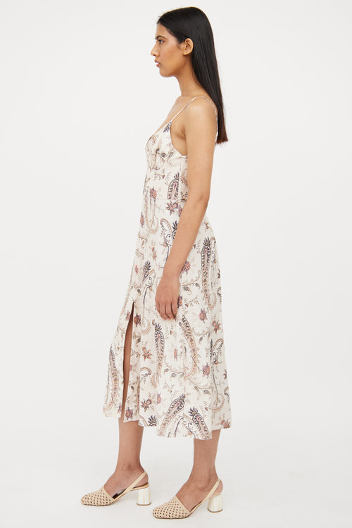 Zimmermann Beige Linen Paisley Dress