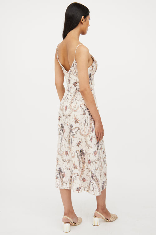 Zimmermann Beige Linen Paisley Dress