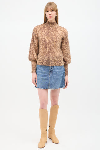 Zimmermann Beige 
Brown Mohair Patterned Sweater