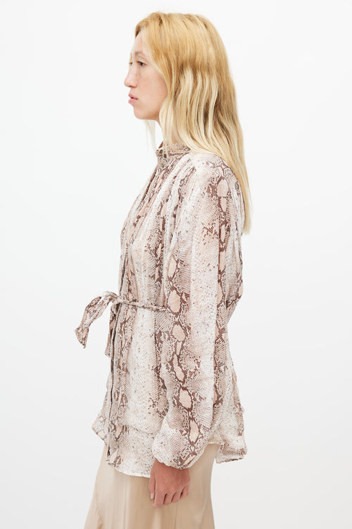 Zimmermann Beige 
Brown Patterned Belted Shirt