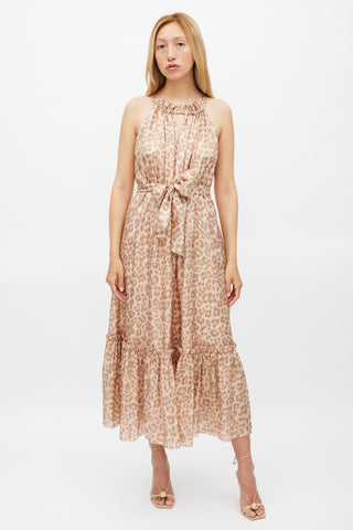 Zimmermann Beige 
Brown Printed Tier Kirra Dress