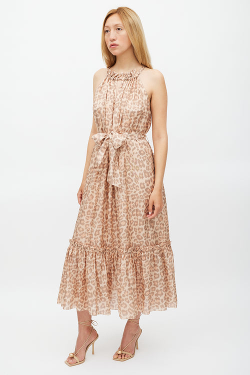 Zimmermann Beige 
Brown Printed Tier Kirra Dress