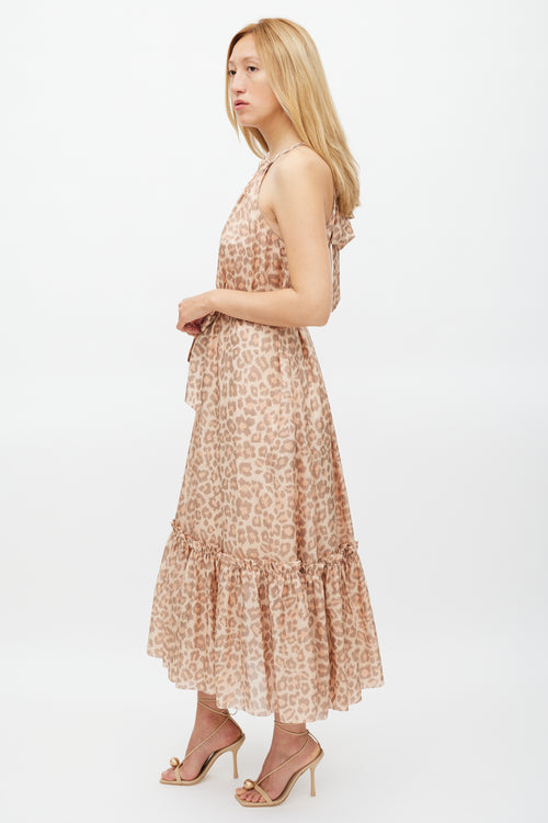 Zimmermann Beige 
Brown Printed Tier Kirra Dress