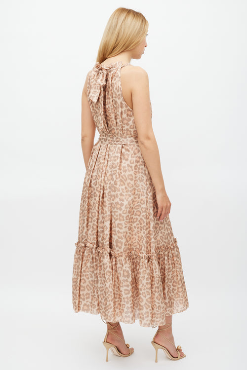 Zimmermann Beige 
Brown Printed Tier Kirra Dress