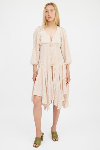 Zimmermann Beige Tiered Crinkle Bayou Dress