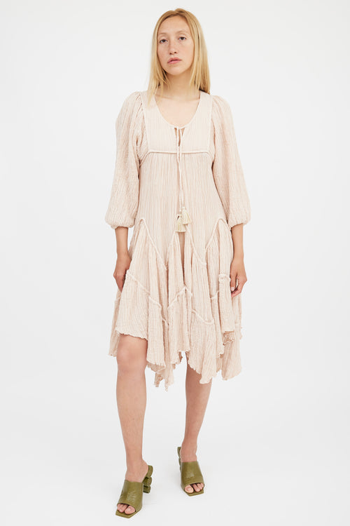 Zimmermann Beige Tiered Crinkle Bayou Dress