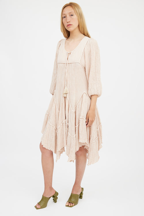 Zimmermann Beige Tiered Crinkle Bayou Dress