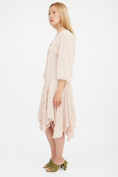 Zimmermann Beige Tiered Crinkle Bayou Dress