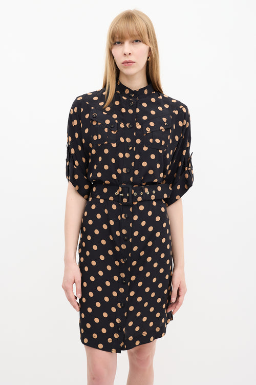 Zimmermann Black 
Beige Silk Polka Dotted Dress