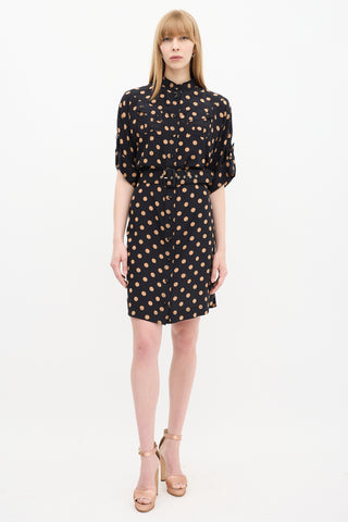 Zimmermann Black 
Beige Silk Polka Dotted Dress