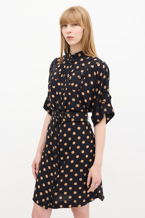 Zimmermann Black 
Beige Silk Polka Dotted Dress