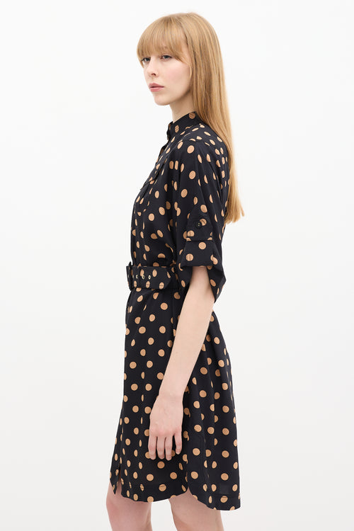 Zimmermann Black 
Beige Silk Polka Dotted Dress