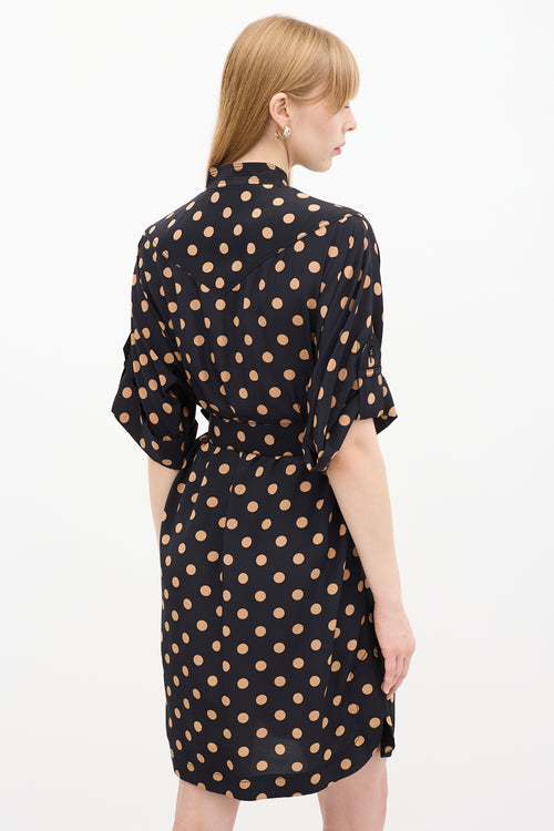 Zimmermann Black 
Beige Silk Polka Dotted Dress