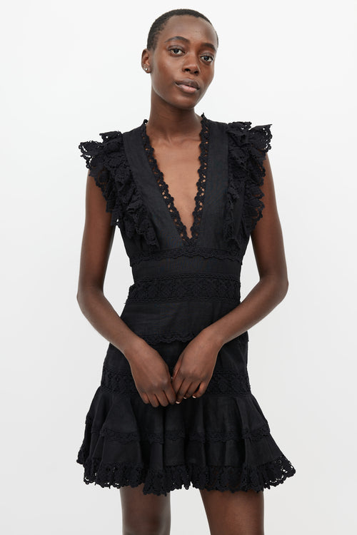 Zimmermann Black Lace Ruffle Dress